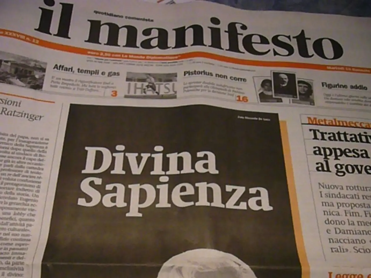 In this image in the center there is one news paper, and some text is written in that newspaper.