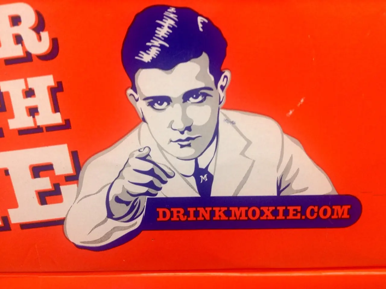 This is a poster with a painting of a person and something written on that.