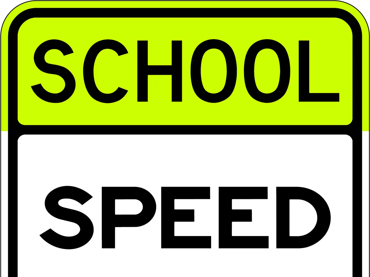 The image shows a poster with the text "School Speed Limit 25 When Children Are Present" written in...