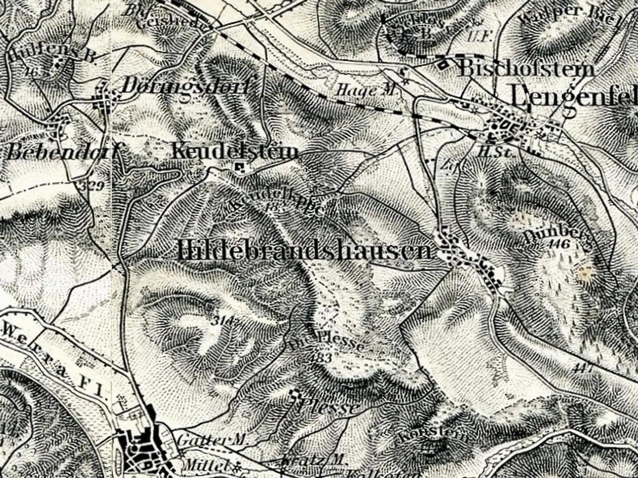 The image shows an old map of the city of Wannfried, Germany, with text written on it. The map is...