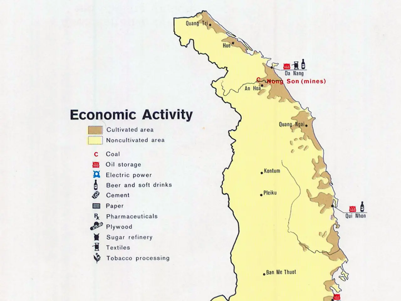 The image shows a poster of a map of Vietnam with the words "Economic Activity" written across the...