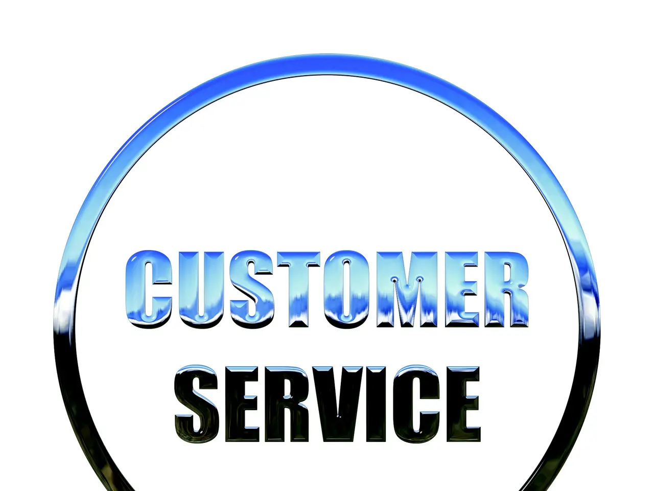The image shows a white background with a blue circle in the center containing the words "customer...