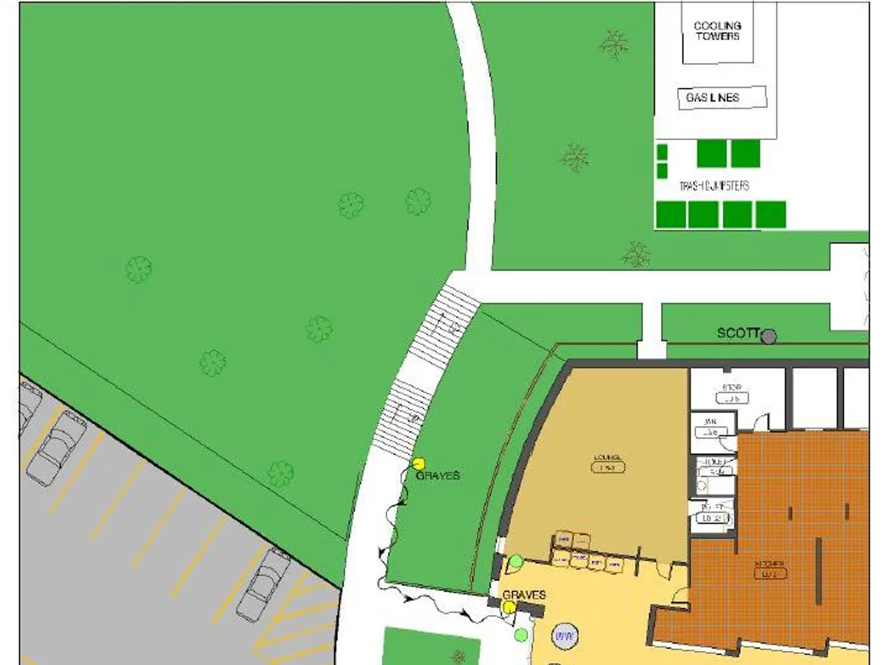 The image shows a site plan for a new school, with a map of the building and text detailing the...