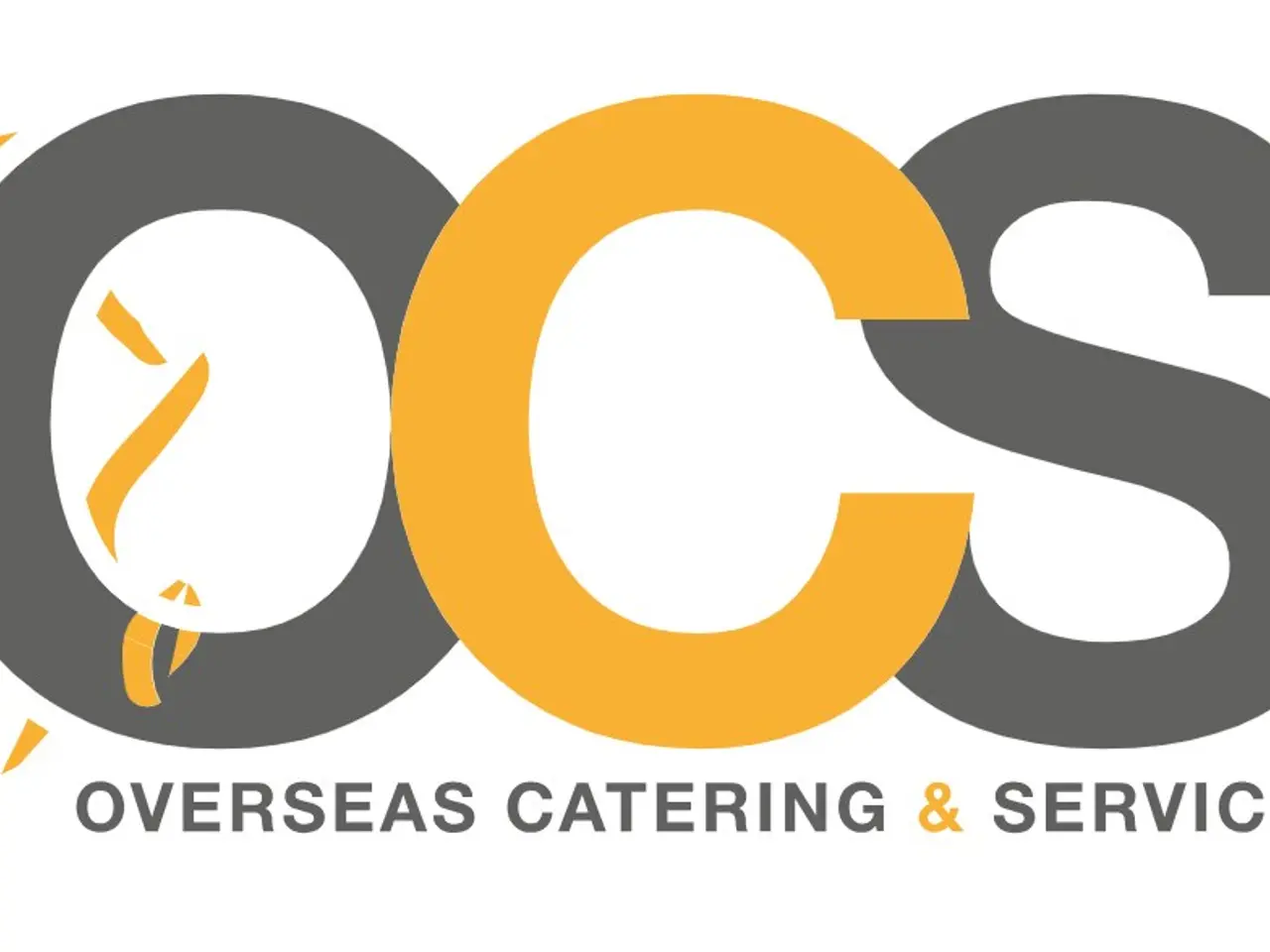 The image shows a white background with the text "Overseas Catering & Services" written in bold...