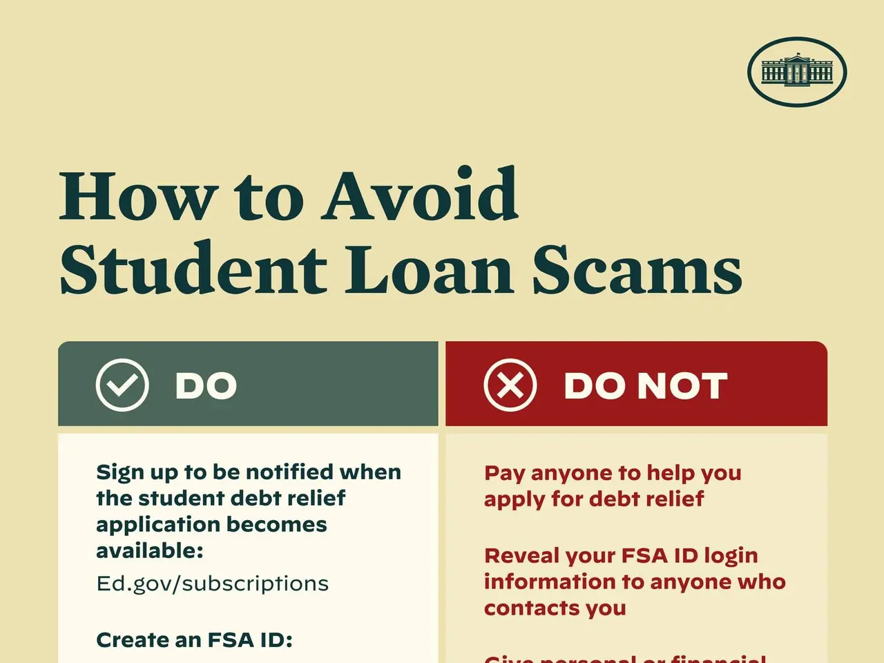 The image shows a poster with text that reads "How to Avoid Student Loan Scams". The poster is...