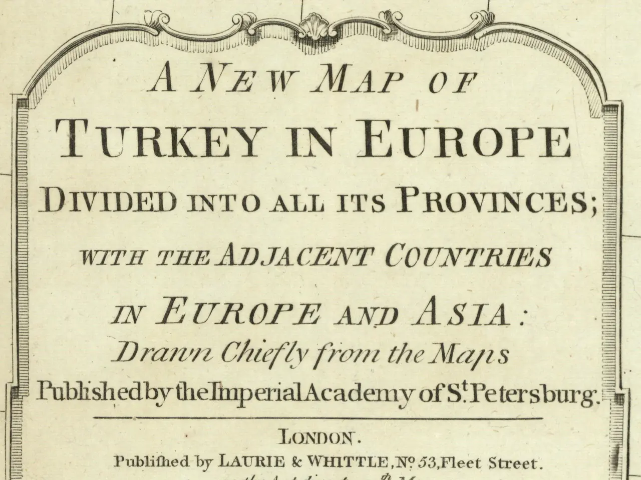 The image shows a paper with text written on it, detailing a new map of Turkey in Europe divided...
