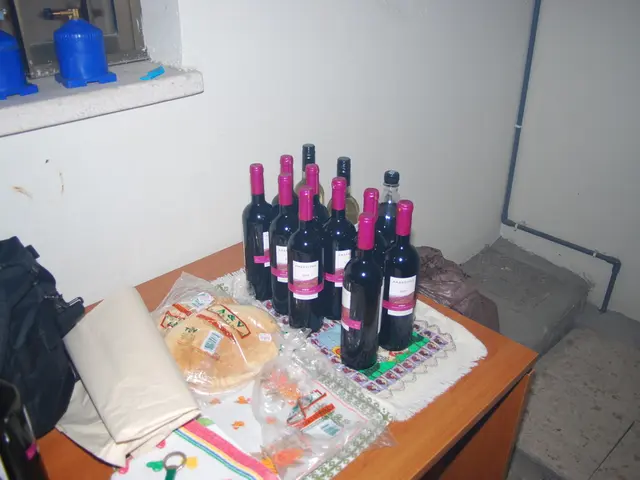 there are some bottles present on the table