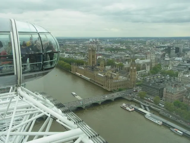 This is an Aerial view of houses of parliament, London were we can see a bridge, so many buildings...