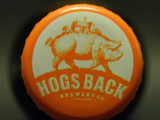 Here we can see a bottle cap. On this bottle cap we can see a picture of a pig, house, trees, and...
