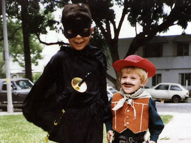 In this image we can see children wearing different costumes and standing on the floor. in the...