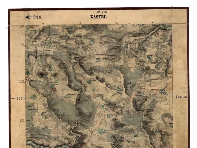 The image shows an old topographic map of the city of Kastel, Austria. It is a paper map with text...