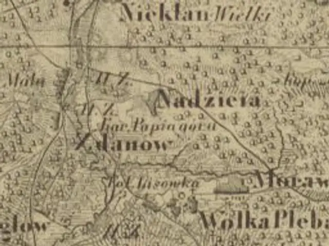 The image shows an old map of the city of Nizhny Novgorod, with text written on it. The map is...