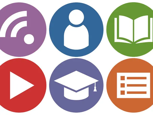 The image shows a set of four different colored icons on a white background, including a person, a...