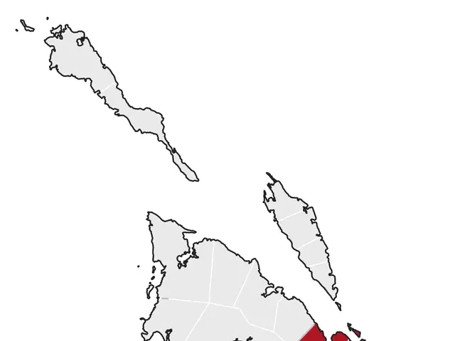 The image shows a map of the Philippines with the third district highlighted in red. The text on...