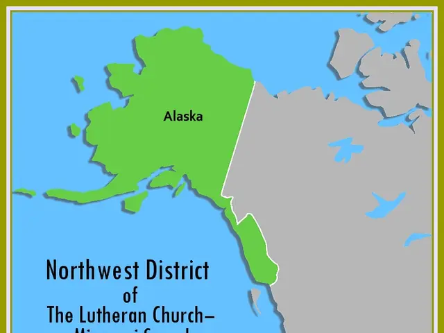 The image shows a poster with a map of the Northwest District of the Lutheran Church-Missouri...