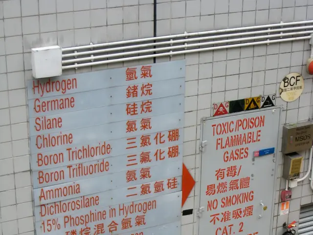 The image shows a building with a sign on the side of it that reads "Toxic Poison Flammable Gases"....