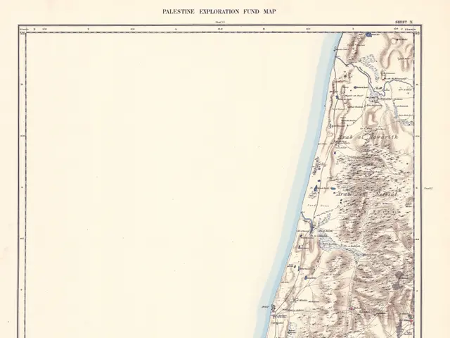 The image shows an old map of the Palestine Exploration Fund, with text at the top and bottom of...