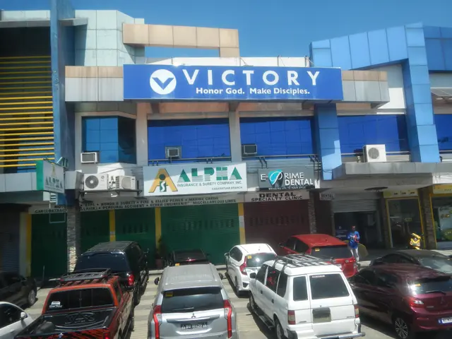 The image shows a Victory Dental Clinic in Cebu City, Philippines. There are vehicles on the road...