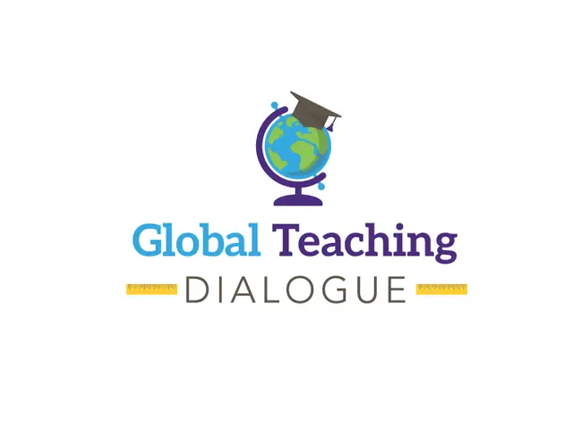 The image shows a globe with a graduation cap on top of it and the words "Global Teaching Dialogue"...