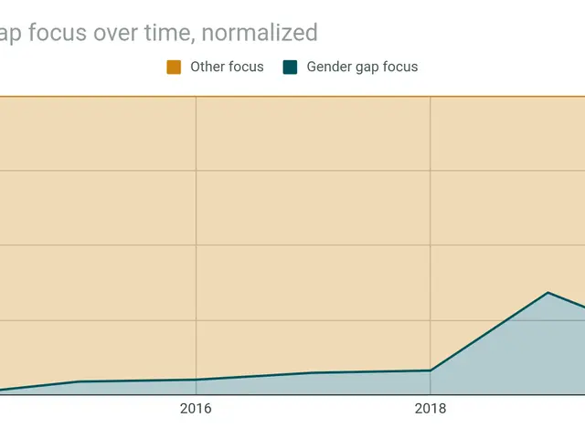 The image shows a graph depicting the funds by gender gap focus over time, normalized. The graph is...
