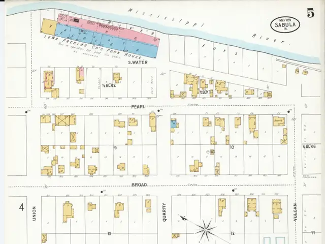 The image shows an old map of the city of San Antonio, Texas, with text and numbers indicating the...