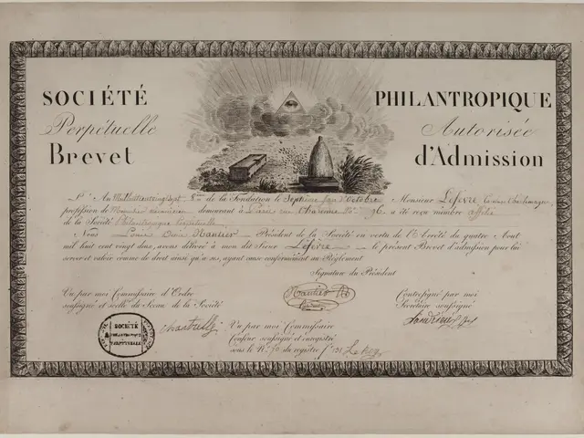 The image shows an old document with a picture of a man in a suit and tie, along with text and a...