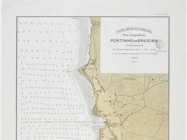 The image shows an old map of the city of Portimão da Ericeira, Portugal, with text written on it....