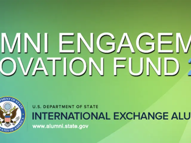 The image shows a green background with the text "Alumni Engagement Innovation Fund 2015" and a...