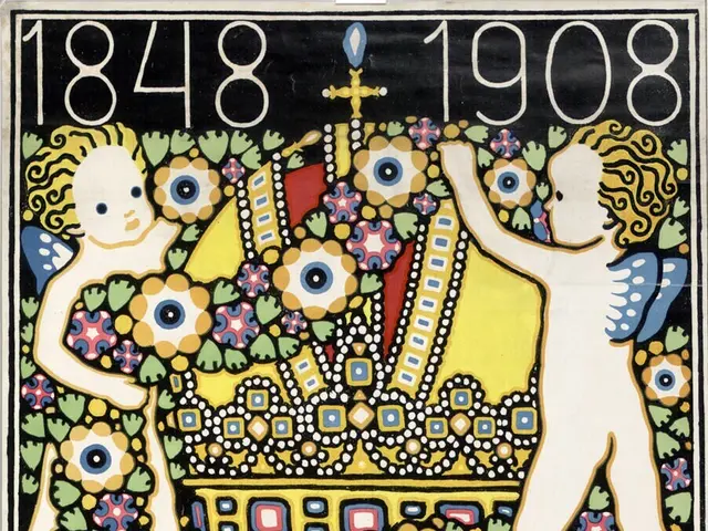 The image shows a poster advertising a festival in Vienna, Austria. It features a painting of two...