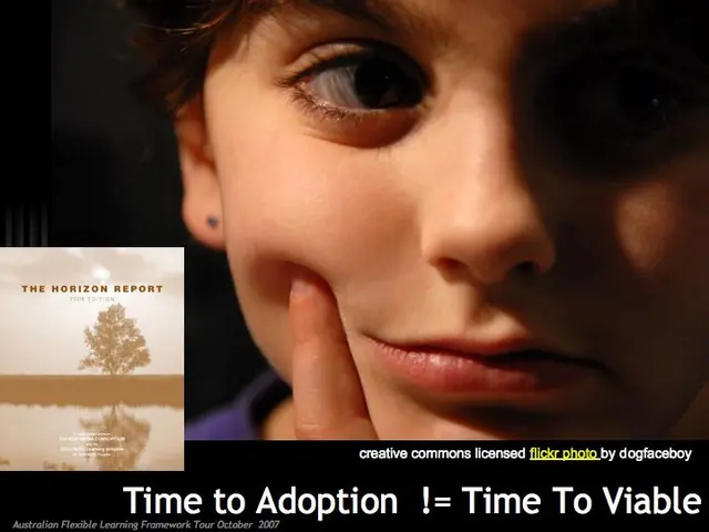 The image shows a young boy with his hand on his chin, looking intently at a poster with the words...
