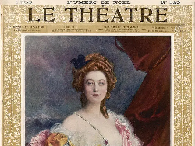 The image shows a woman in a pink dress on the cover of a magazine. She has a human face and is...