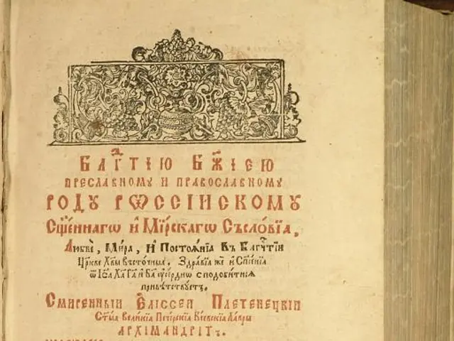 The image shows an open book with a red and gold design on it, which is the first edition of the...
