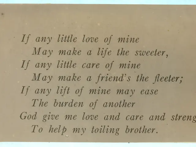 The image shows a paper with the text "If any little love of mine may make a life the sweeter"...