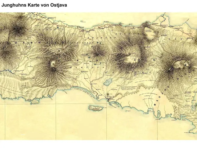 The image shows a map of the world with a lot of different types of volcanoes on it. At the top of...