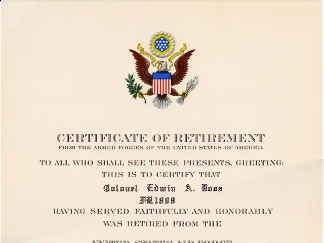 The image shows a certificate of retirement issued by the United States Air Force. It is a formal...