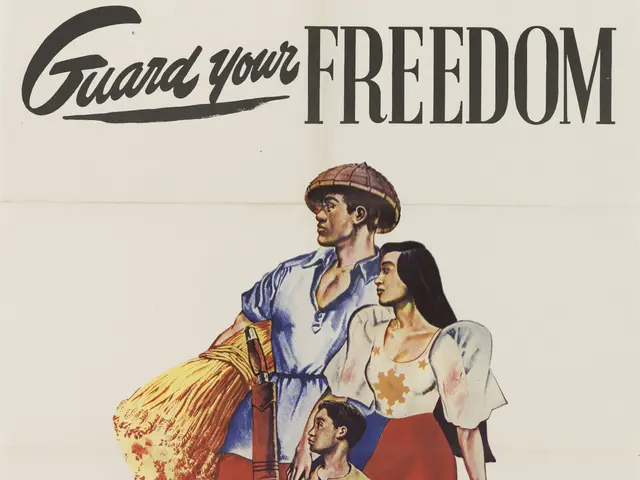 The image shows a poster with a man and a woman standing side by side, with the words "Guard Your...