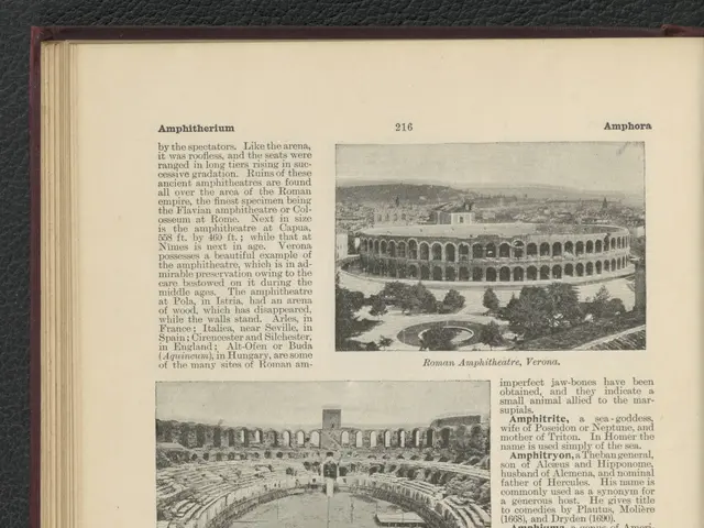 The image shows an open book with a picture of a stadium on it. The book contains pictures and...