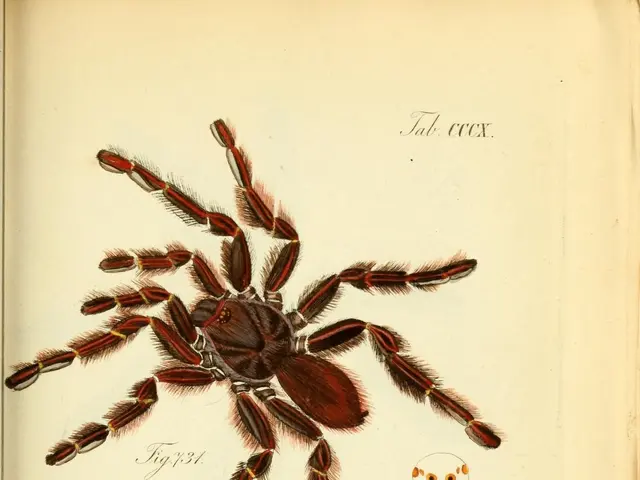 The image shows an open book with a drawing of a tarantula on it. The book is filled with detailed...