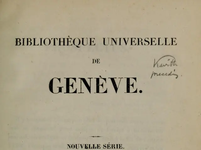 The image shows an old book with the title "Bibliothèque Universitaire de Geneve" written on the...