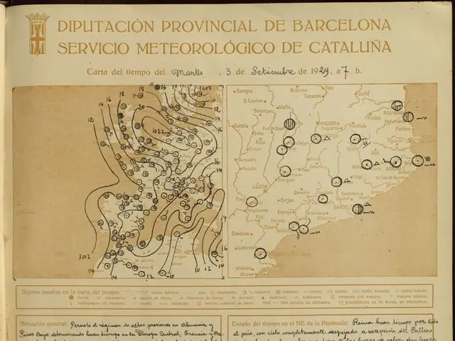 The image shows an open book with a map of Barcelona on it. The book contains text and numbers,...