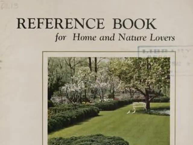 The image shows a reference book for home and nature lovers, with a picture of trees, plants,...