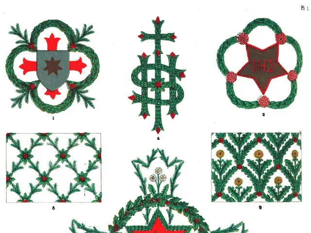 The image shows a page from a book with a variety of Christmas wreaths, each with a unique design...