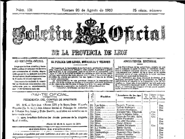 The image shows a black and white photo of a newspaper with a list of items on it, including text...