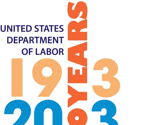 The image shows the United States Department of Labor logo with the text "1933 then now next"...