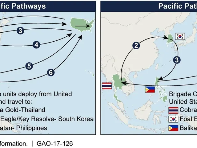 The image shows a poster with a map of the Pacific Pathways, with text and numbers indicating the...