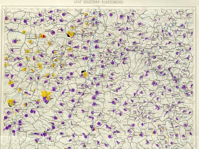 The image shows a poster with a map of Germany, featuring different colored dots and text. The map...