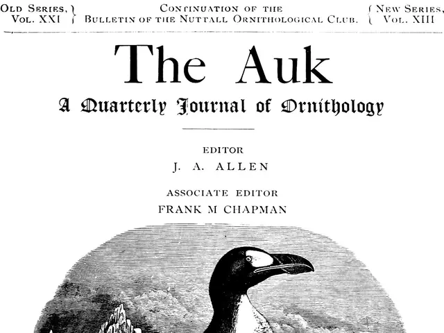 The image shows a black and white picture of a penguin on a paper with the words "The Auk: A...