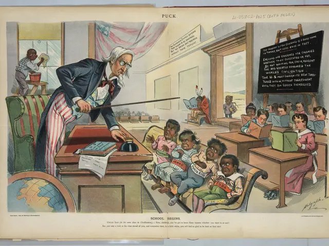 The image shows an open book with a cartoon of a man in a suit and tie standing in front of a...