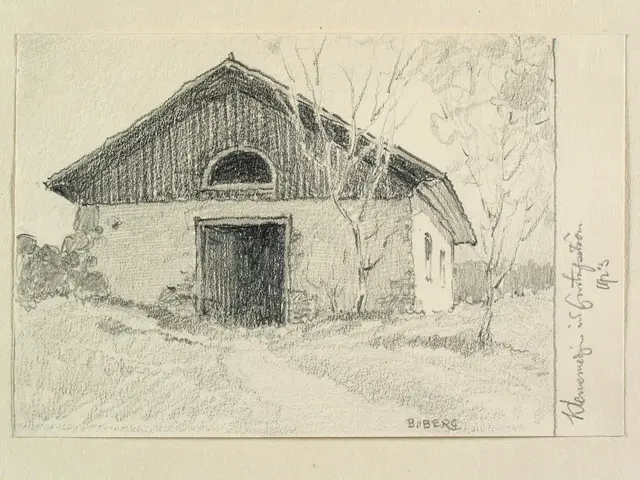 The image shows a drawing of a house with a tree in front of it. The house is surrounded by lush...